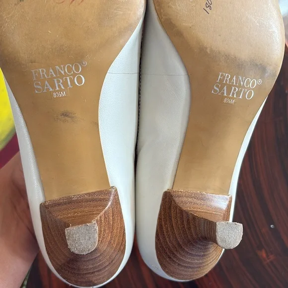 Vintage leather Franco Sarto Women's White Bow kitten Heels - Picture 10 of 11